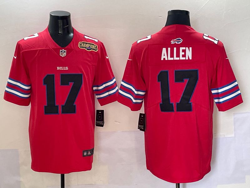 Men 2025 Buffalo Bills #17 Allen Red Throwback Nike Limited NFL Jersey style 2